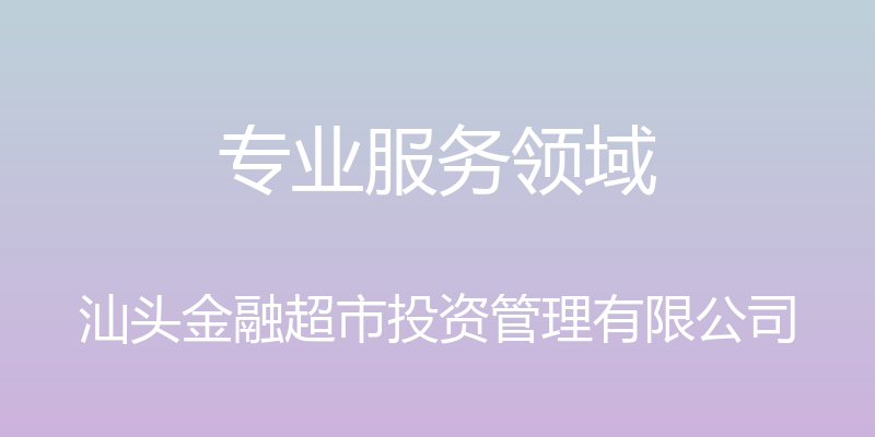 专业服务领域 - 汕头金融超市投资管理有限公司